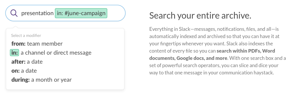 Slack app search