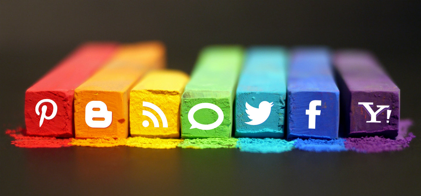 Social media platform logos in pastel